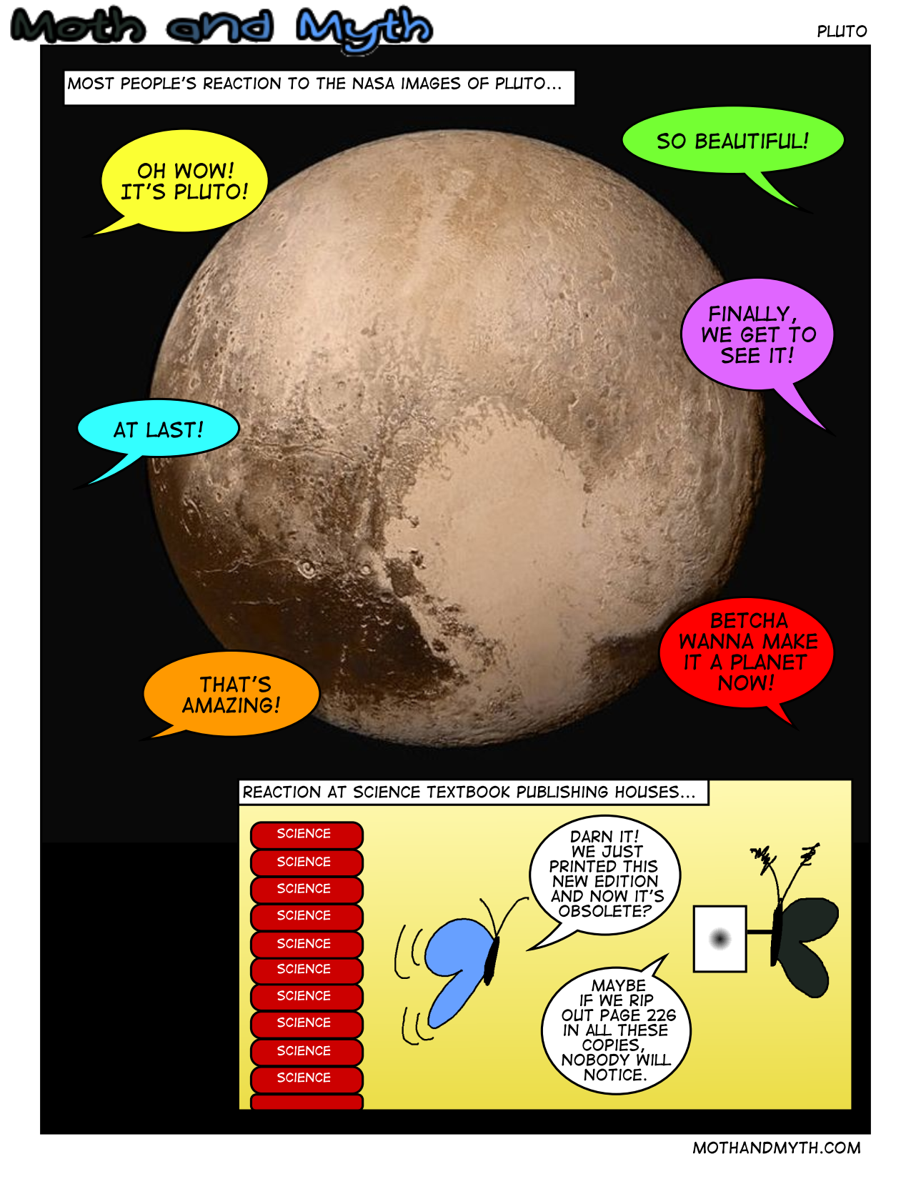 "Maybe if we just pretend that Pluto isn't a planet, we can omit it without anyone noticing..."